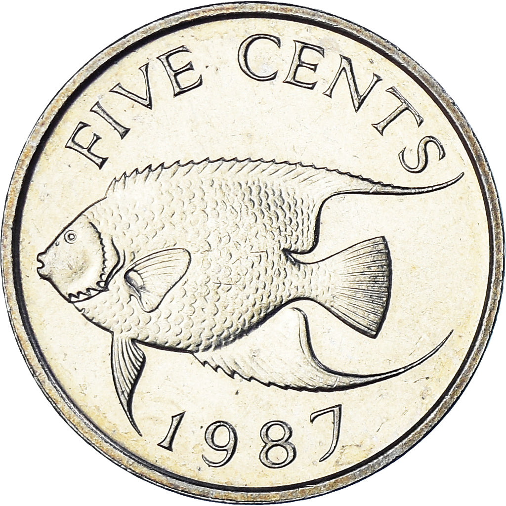 Coin, Bermuda, 5 Cents, 1987