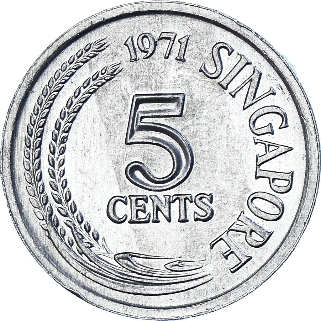 Moeda, Singapura, 5 Cents, 1971