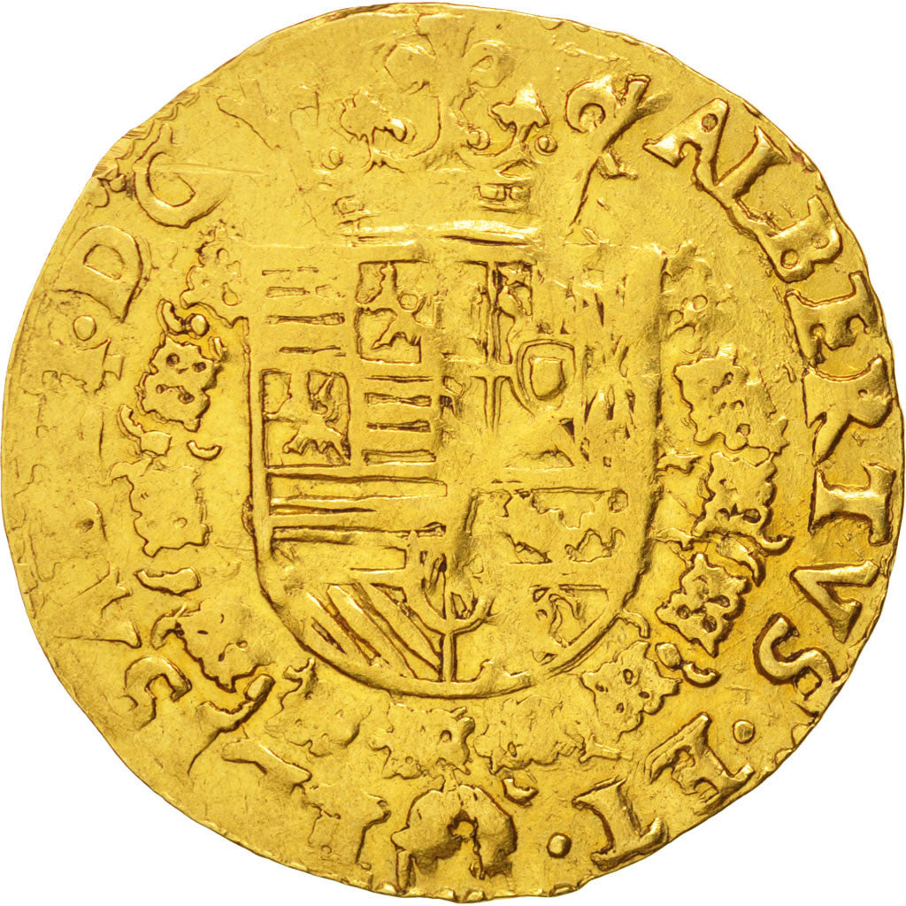 SPANISH NETHERLANDS, 2 Albertin, Corona, 1602, Tournai, KM #6, VF(30-35), Gold,.