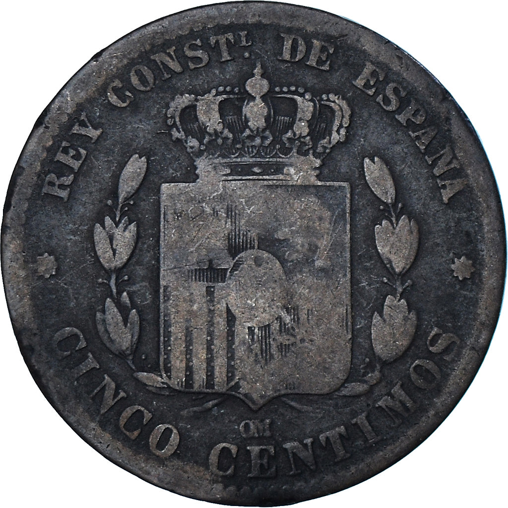 Coin, Spain, 5 Centimos, 1879