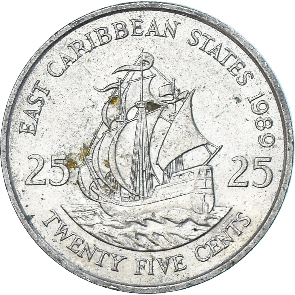 Moeda, Estados das Caraíbas Orientais, 25 Cents, 1989