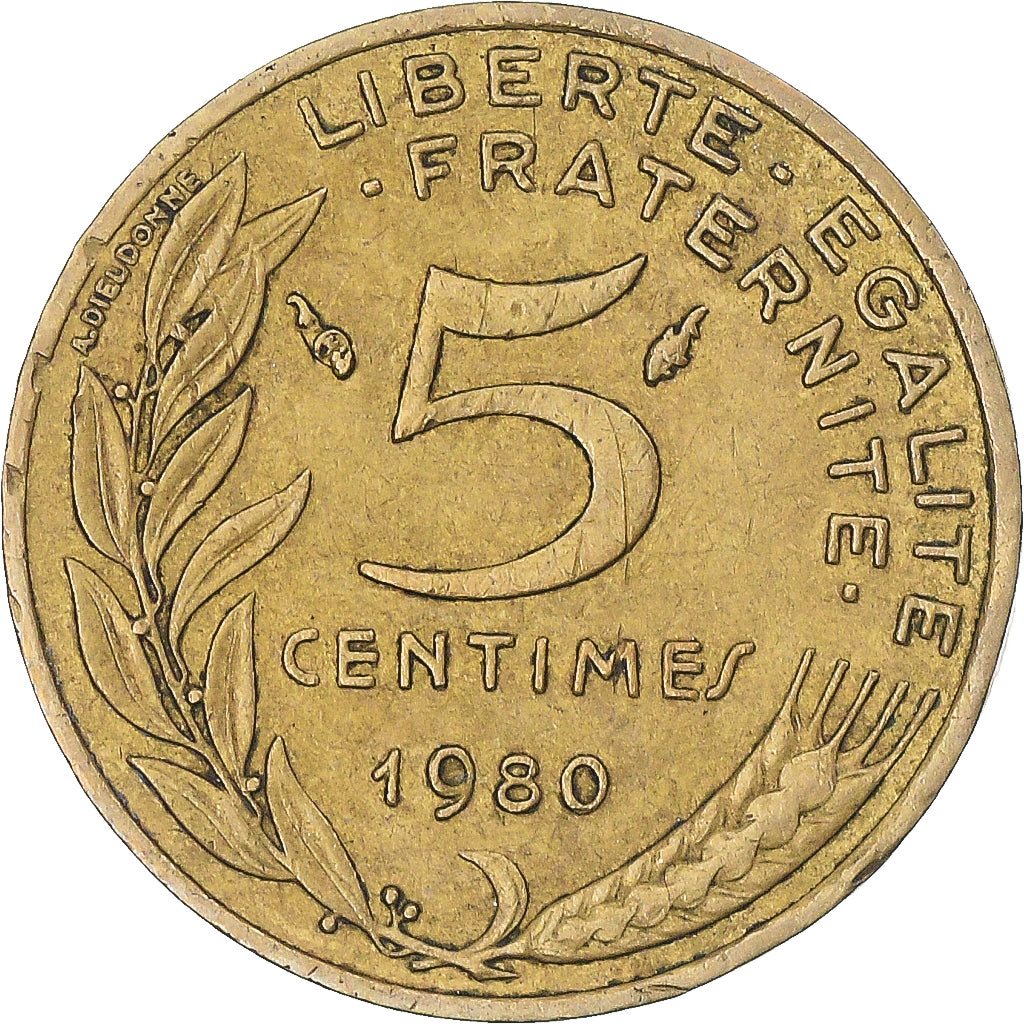Münze, Frankreich, 5 Centimes, 1980