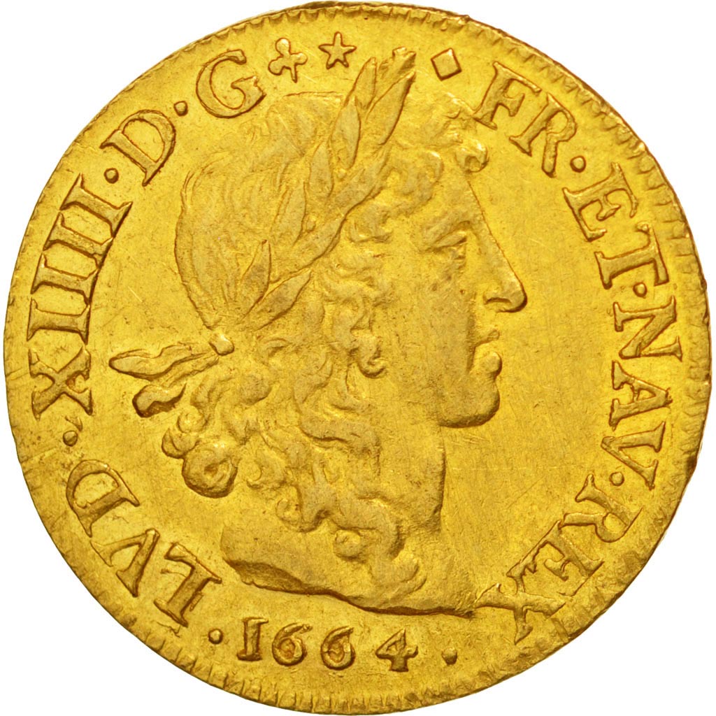 Monnaie, France, Louis XIV, Louis d'or au buste juvénile, tête laurée, Louis
