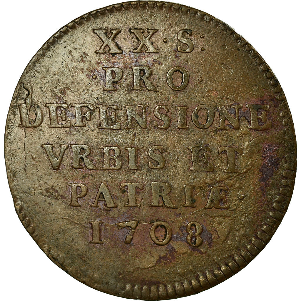 Coin, France, XX Sols, 1708, EF(40-45), Copper, Boudeau:2313