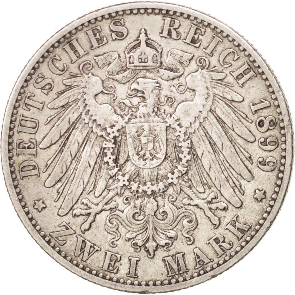 German States, 2 Mark, 1899, Freudenstadt, KM #631, EF(40-45), Silver, 28, 11.11