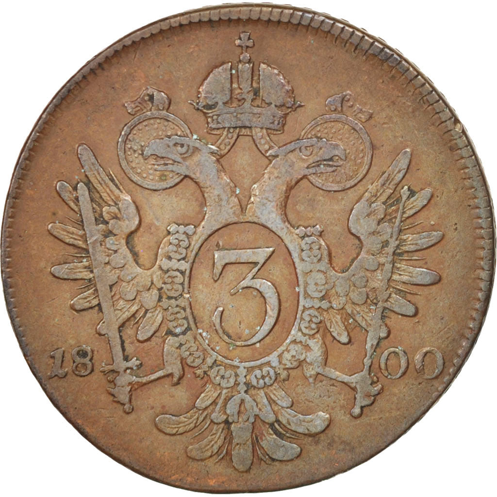AUSTRIA, 3 Kreuzer, 1800, Vienne, KM #2115.2, EF(40-45), Copper, 7.81