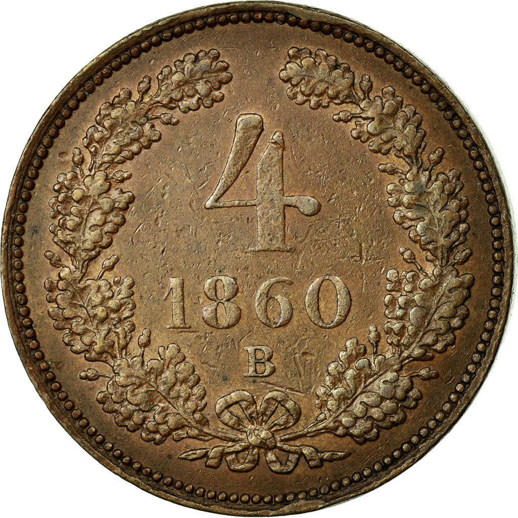 Münze, Österreich, Franz Joseph I, 4 Kreuzer, 1860, Kremnitz, SS+, Kupfer