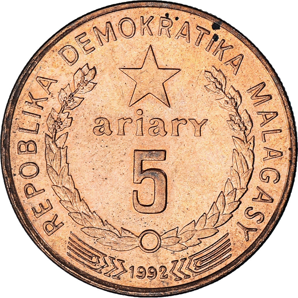 Madagáscar, 5 Ariary, 1992