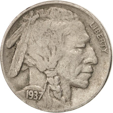Stati Uniti, Buffalo Nickel, 5 Cents, 1937, U.S. Mint, Philadelphia, BB, Rame...