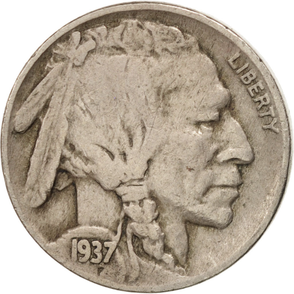 UNITED STATES, Buffalo Nickel, 5 Cents, 1937, U.S. Mint, KM #134, EF(40-45),...