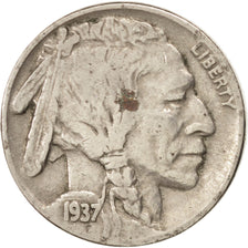 UNITED STATES, Buffalo Nickel, 5 Cents, 1937, U.S. Mint, KM #134, EF(40-45),...