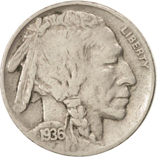 UNITED STATES, Buffalo Nickel, 5 Cents, 1936, U.S. Mint, KM #134, EF(40-45),...