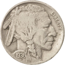 UNITED STATES, Buffalo Nickel, 5 Cents, 1936, U.S. Mint, KM #134, EF(40-45),...