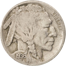 UNITED STATES, Buffalo Nickel, 5 Cents, 1936, U.S. Mint, KM #134, EF(40-45),...