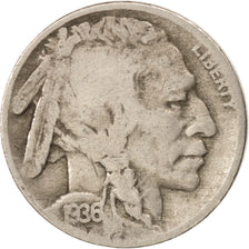 UNITED STATES, Buffalo Nickel, 5 Cents, 1936, U.S. Mint, KM #134, VF(20-25),...