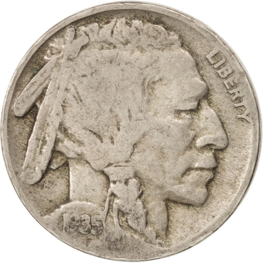 UNITED STATES, Buffalo Nickel, 5 Cents, 1935, U.S. Mint, KM #134, VF(30-35),...