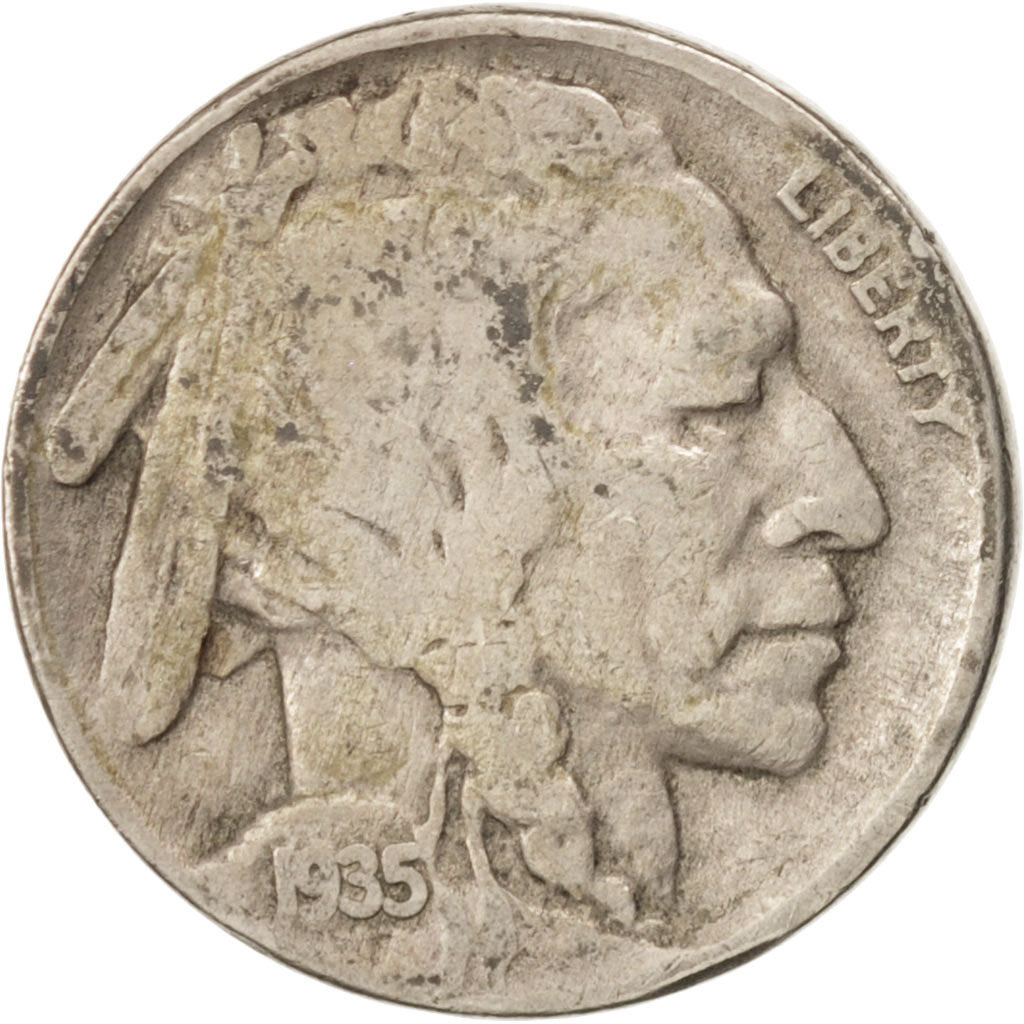 Stati Uniti, Buffalo Nickel, 5 Cents, 1935, U.S. Mint, Philadelphia, BB, Rame...