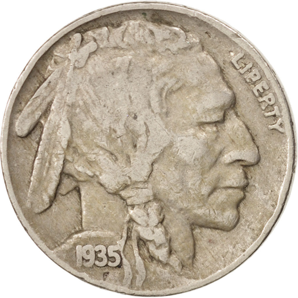 UNITED STATES, Buffalo Nickel, 5 Cents, 1935, U.S. Mint, KM #134, EF(40-45),...