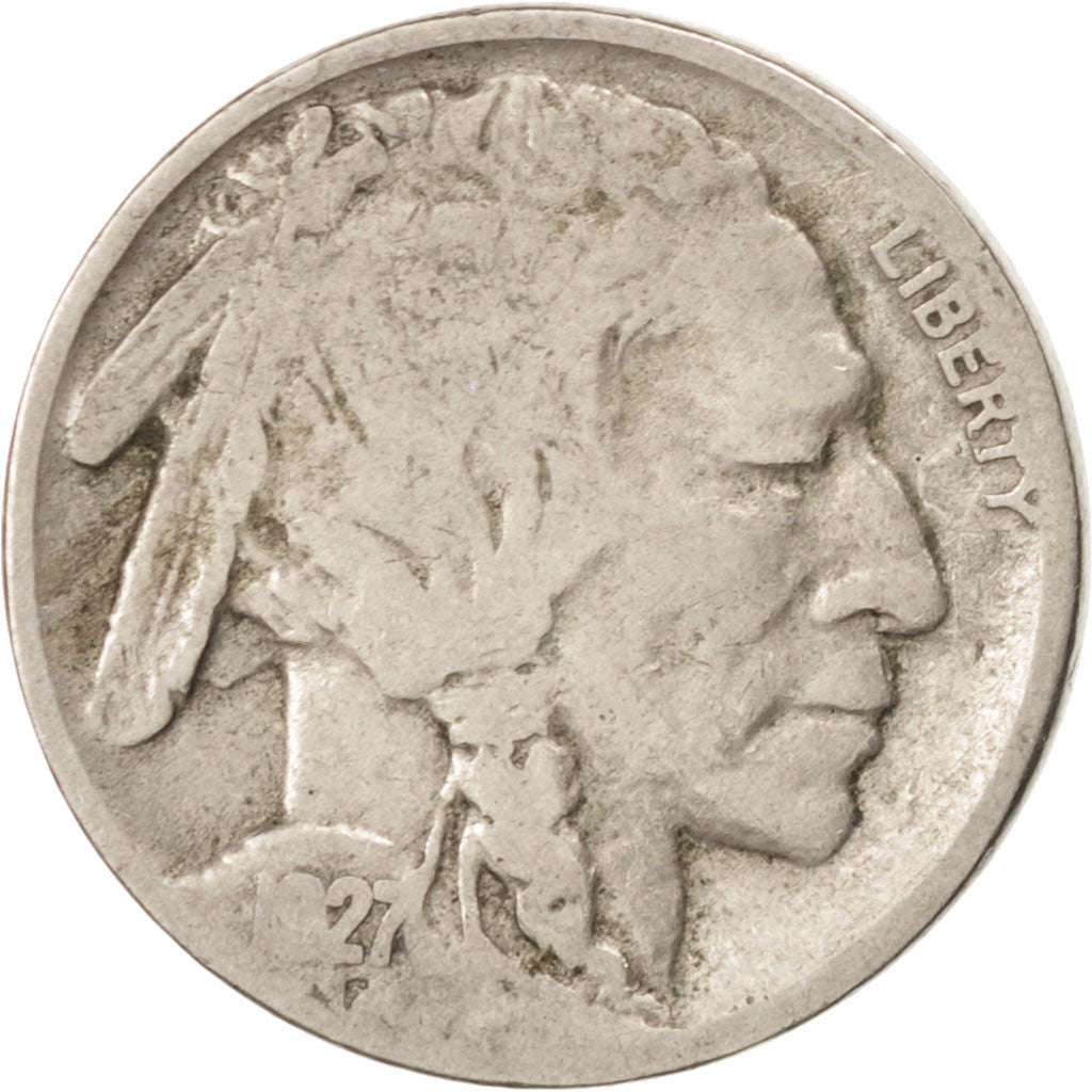 UNITED STATES, Buffalo Nickel, 5 Cents, 1927, U.S. Mint, KM #134, VF(30-35),...