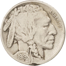 UNITED STATES, Buffalo Nickel, 5 Cents, 1919, U.S. Mint, KM #134, VF(30-35),...