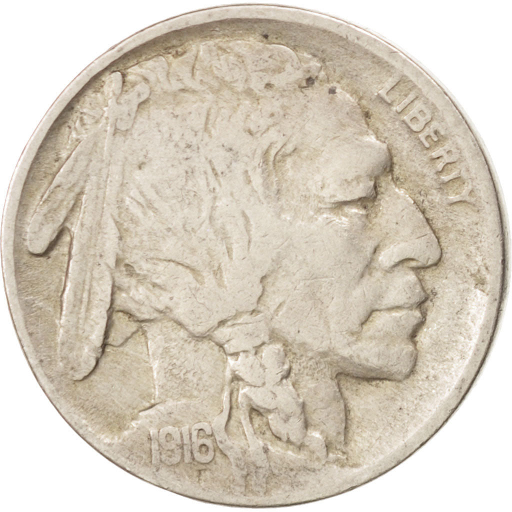UNITED STATES, Buffalo Nickel, 5 Cents, 1916, U.S. Mint, KM #134, EF(40-45),...