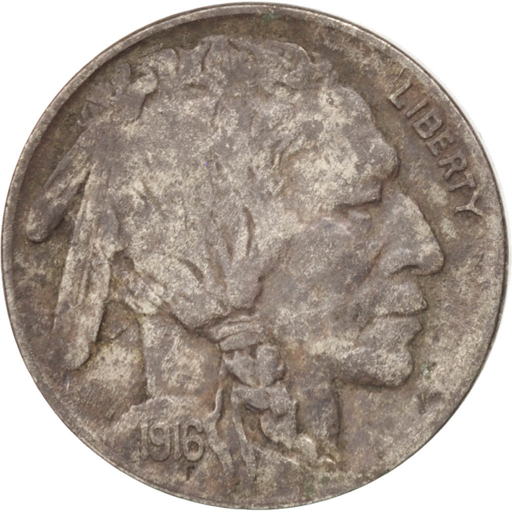 UNITED STATES, Buffalo Nickel, 5 Cents, 1916, U.S. Mint, KM #134, EF(40-45),...