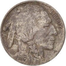 UNITED STATES, Buffalo Nickel, 5 Cents, 1916, U.S. Mint, KM #134, EF(40-45),...
