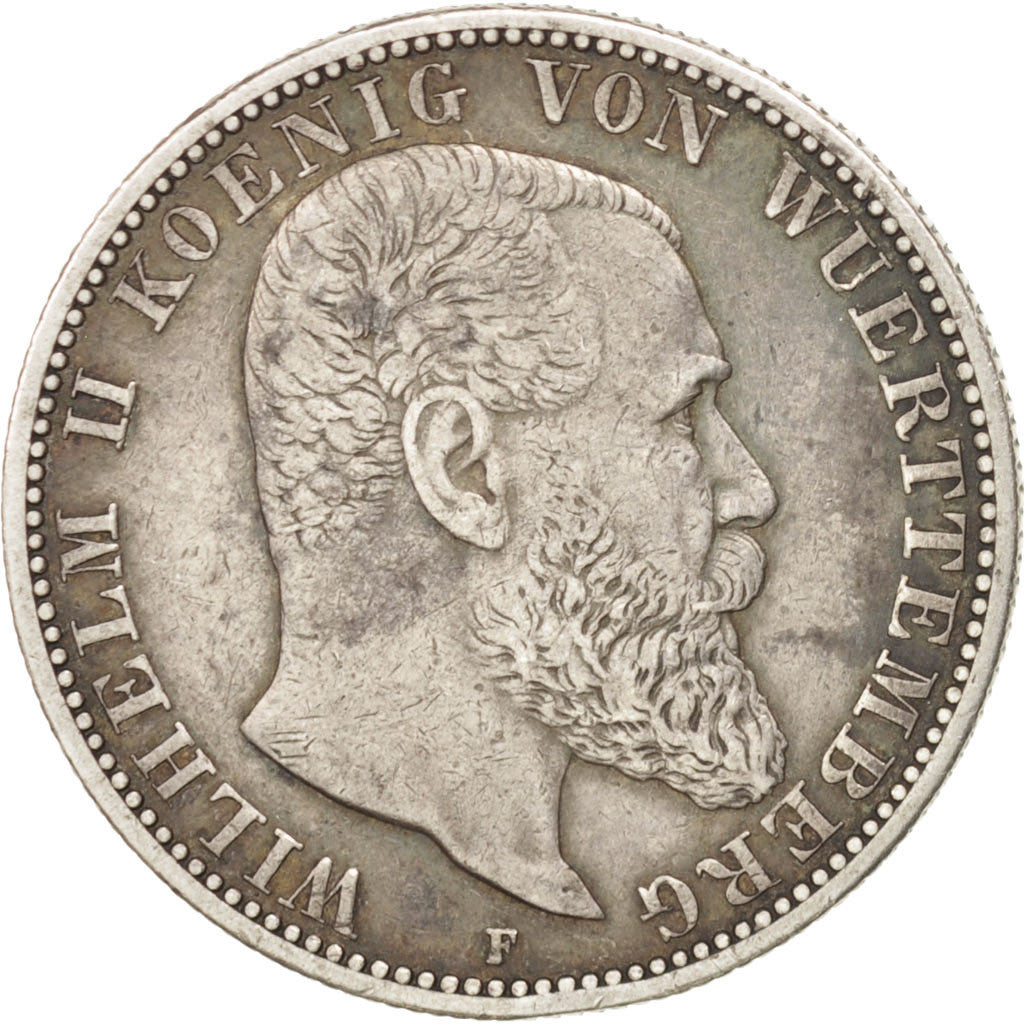 Stati tedeschi, WURTTEMBERG, Wilhelm II, 2 Mark, 1902, Freudenstadt, BB, Arge...
