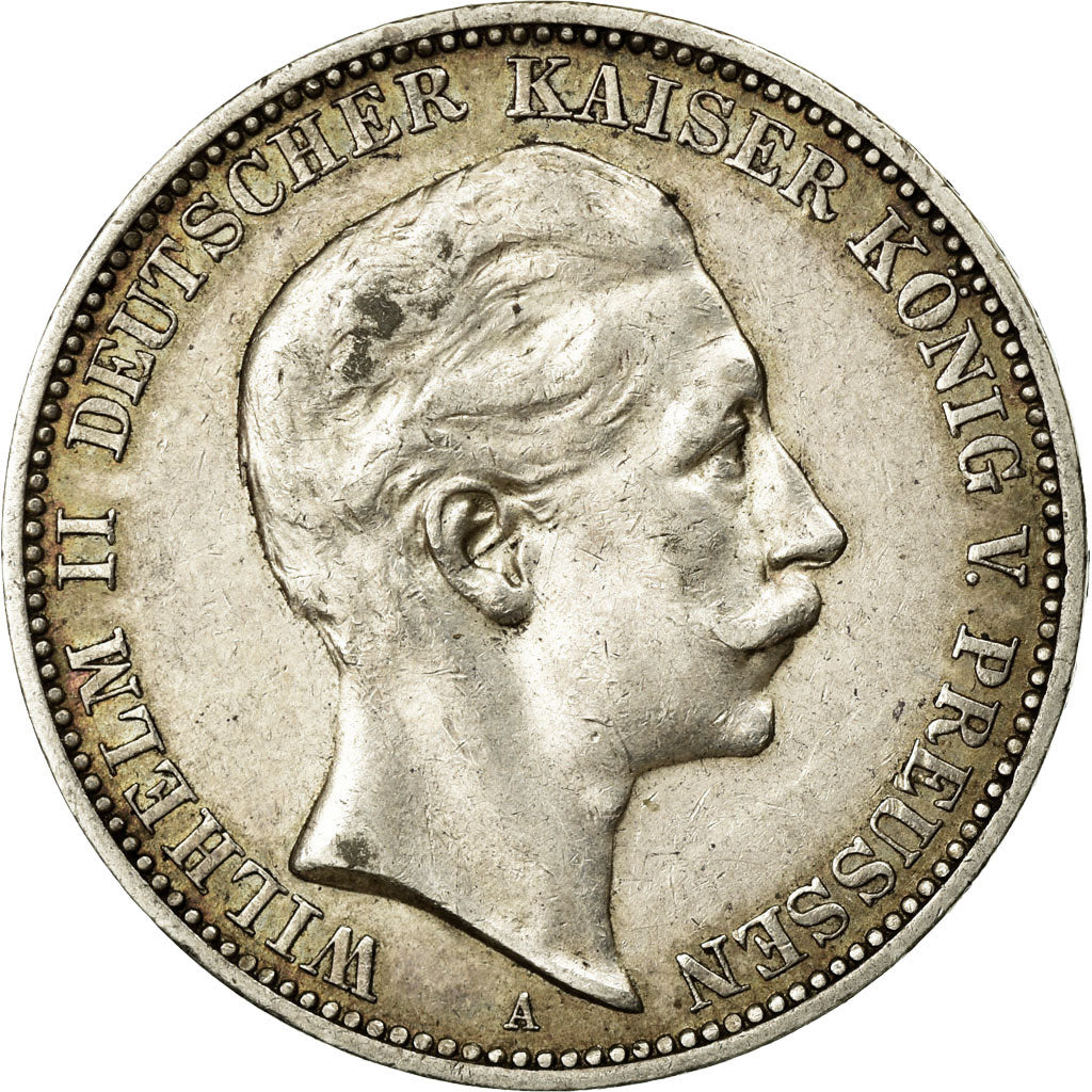 Coin, German States, PRUSSIA, Wilhelm II, 3 Mark, 1909, Berlin, EF(40-45)