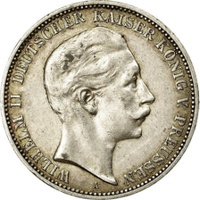 Coin, German States, PRUSSIA, Wilhelm II, 3 Mark, 1909, Berlin, EF(40-45)