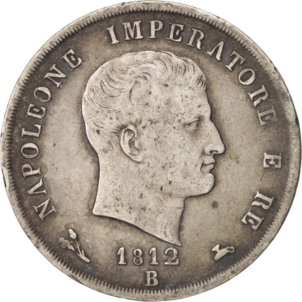 Italie, Royaume de Napoléon, 5 Lire 1812 Bologne, KM 10.9