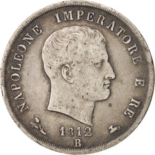 Italie, Royaume de Napoléon, 5 Lire 1812 Bologne, KM 10.9