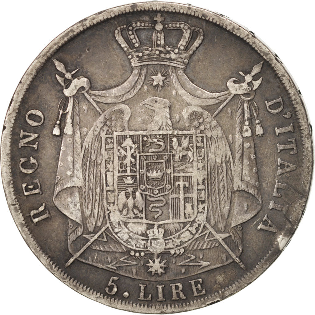 Italie, Royaume de Napoléon, 5 Lire 1812 Bologne, KM 10.9