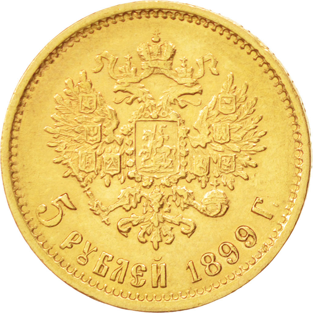 RUSSIA, 5 Roubles, 1899, St. Petersburg, KM #62, EF(40-45), Gold, 4.30