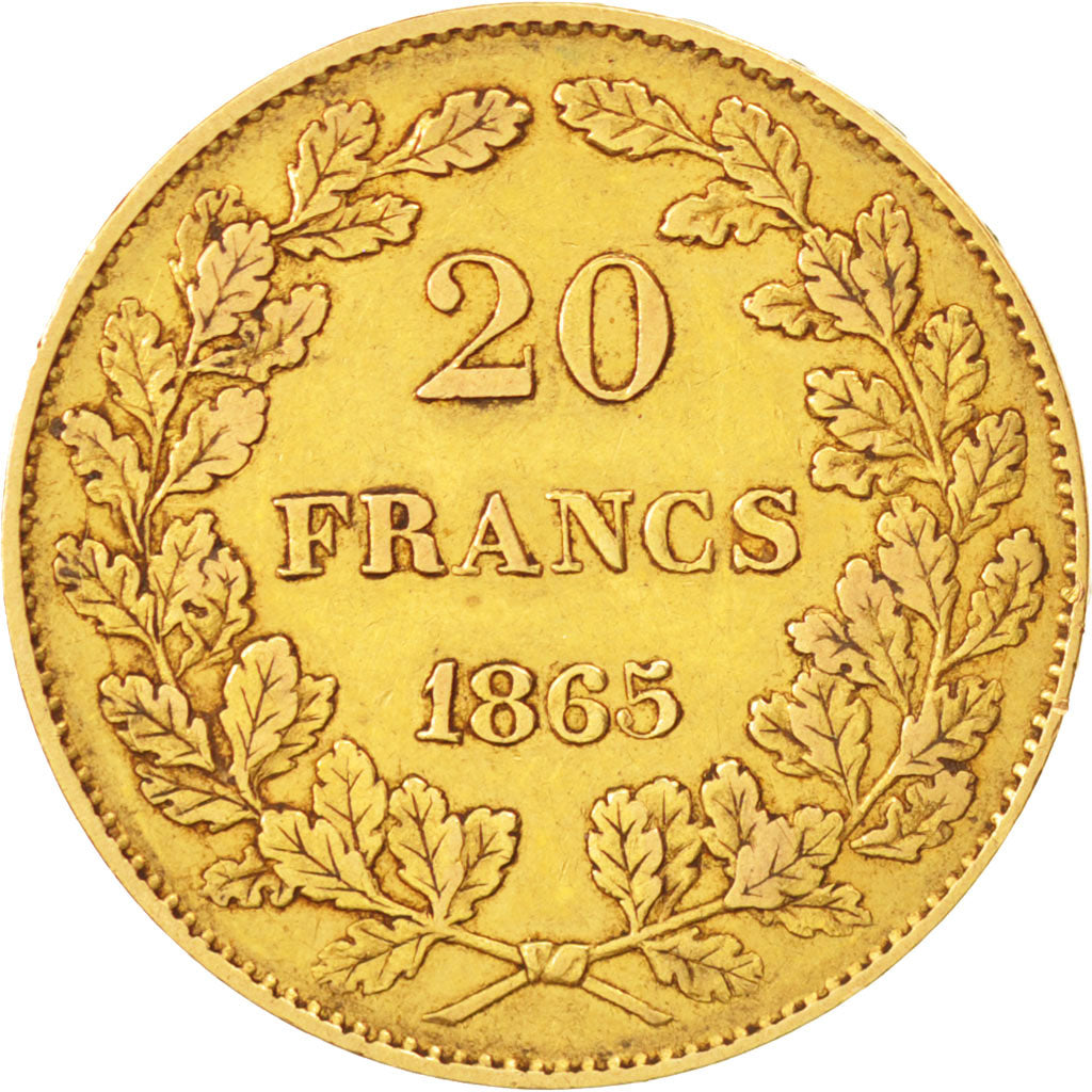 Belgique, Léopold Ier, 20 Francs Or 1865, signature L.Wiener, KM 23