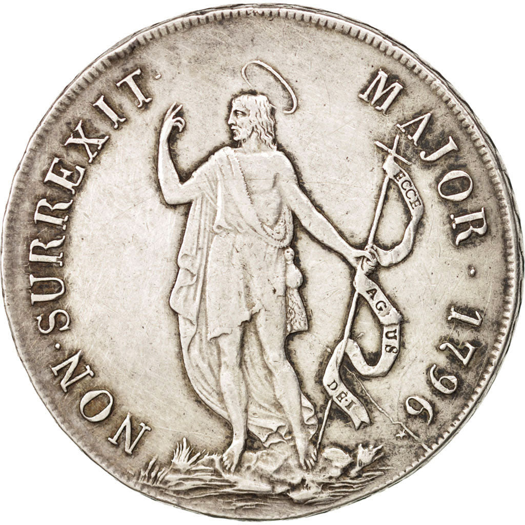 ITALIAN STATES, 8 Lire, 1796, Gênes, KM #249, EF(40-45), Silver, 33.17