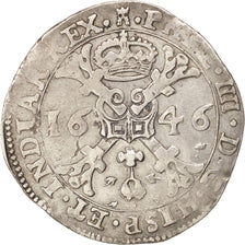 SPANISH NETHERLANDS, Patagon, 48 Sols, 1646, Tournai, KM #A42, EF(40-45),...