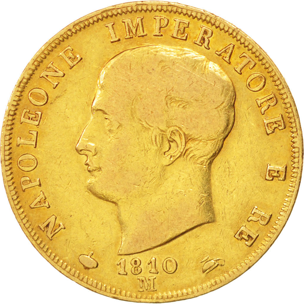 ITALIAN STATES, 40 Lire, 1810, Milan, KM #12, VF(30-35), Gold, 12.77