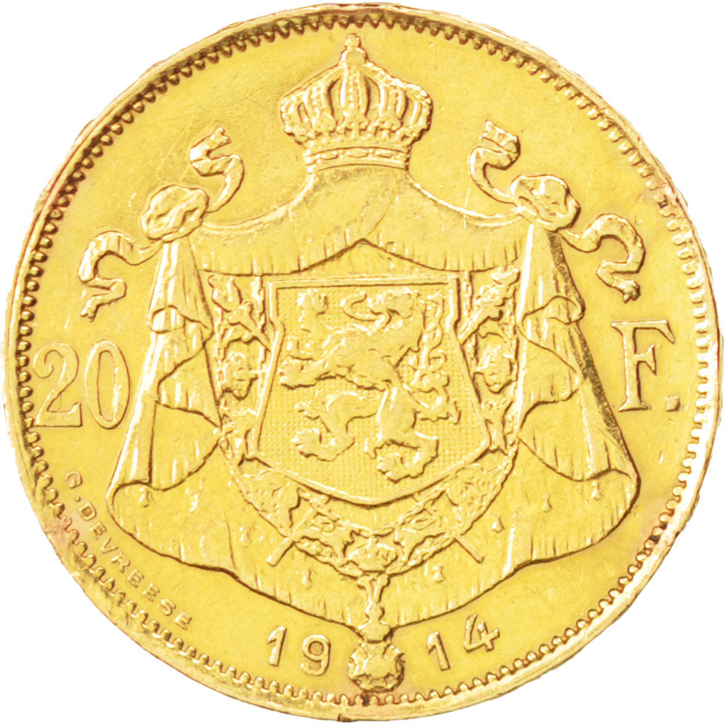 Belgique, Albert Ier, 20 Francs Or 1914 légende française, KM 78