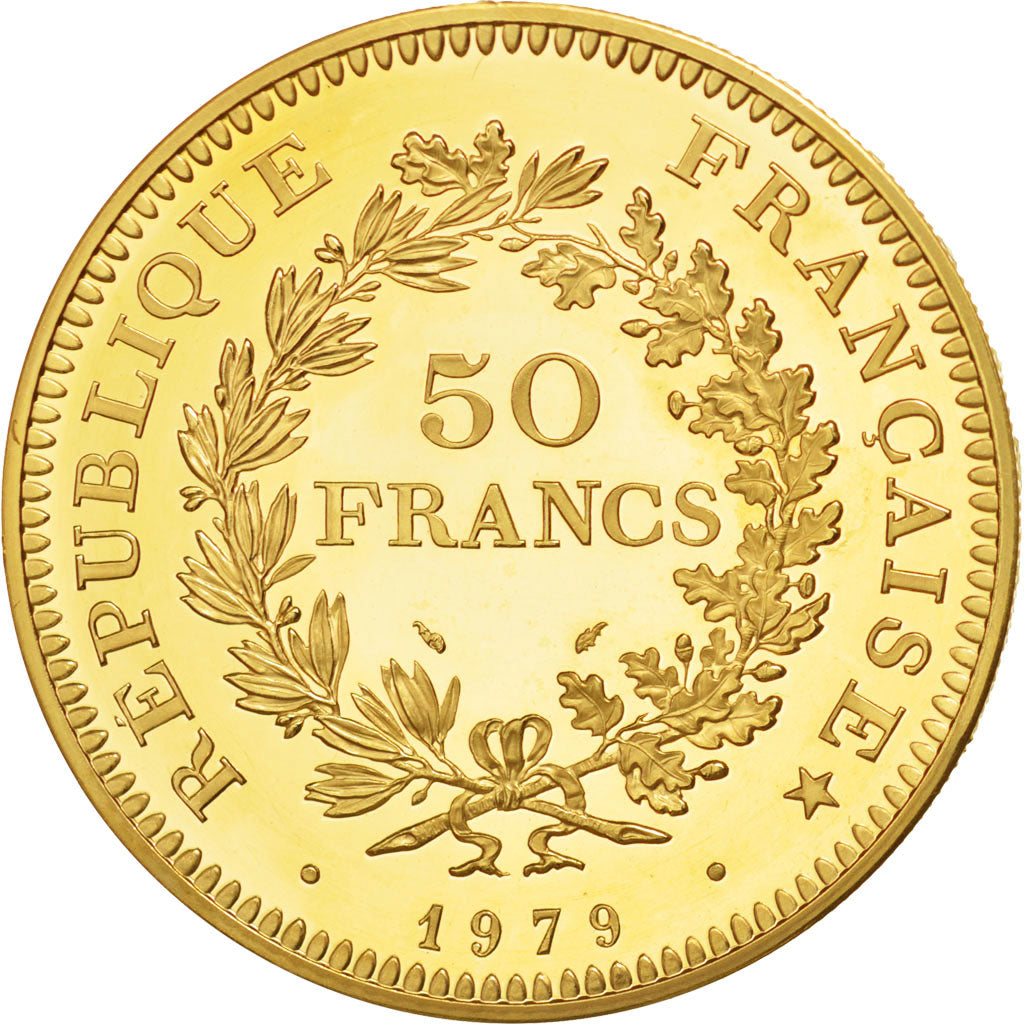 Vème République, 50 Francs Hercule Piéfort Or 1979, KM P651