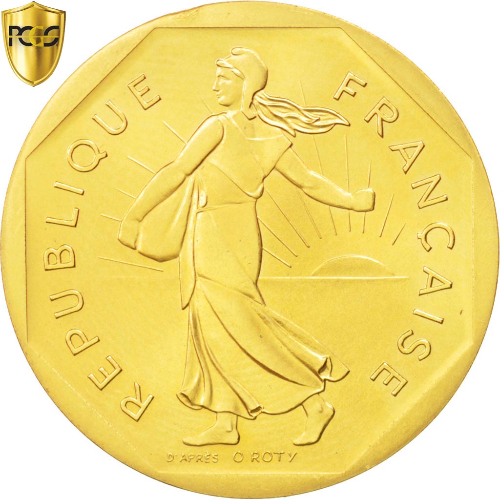 FRANCE, 2 Francs, 1979, Piefort, Gold, PCGS SP68, KM P642,