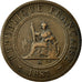 Moneda, Indochina francesa, Cent, 1887, MBC, Bronce, KM:1, Lecompte:39