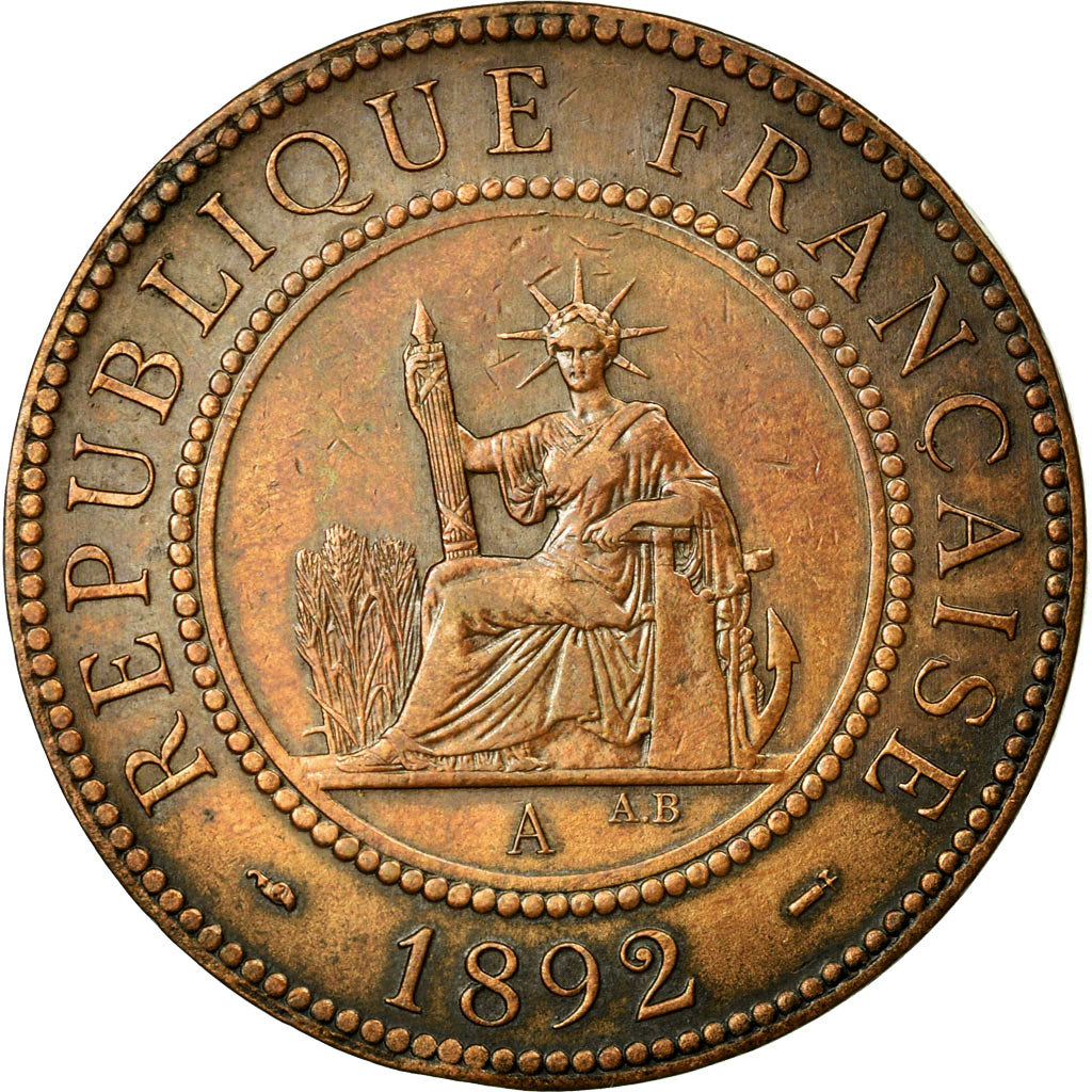 Coin, French Indochina, Cent, 1892, EF(40-45), Bronze, KM:1, Lecompte:43