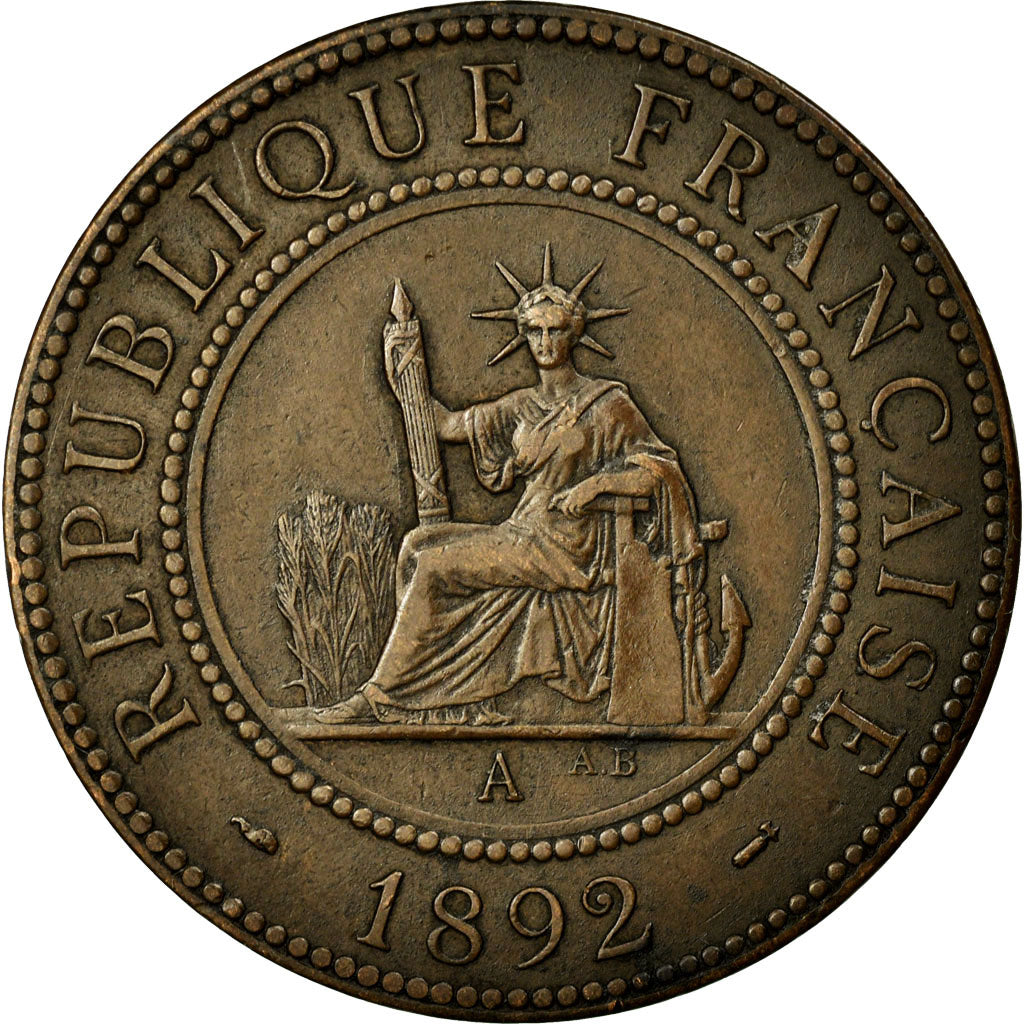 Coin, French Indochina, Cent, 1892, EF(40-45), Bronze, KM:1, Lecompte:43