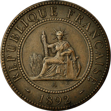 Munten, Frans Indochina, Cent, 1892, ZF, Bronze, KM:1, Lecompte:43