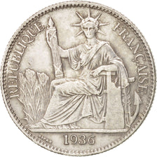 FRENCH INDO-CHINA, 50 Cents, 1936, Paris, KM #4a.2, AU(55-58), Silver, Lecompte.