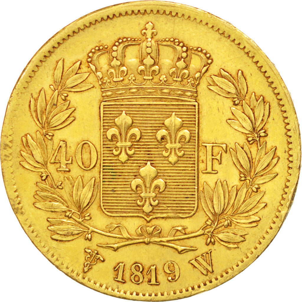 Louis XVIII, 40 Francs Or 1819 Lille, KM 713.6