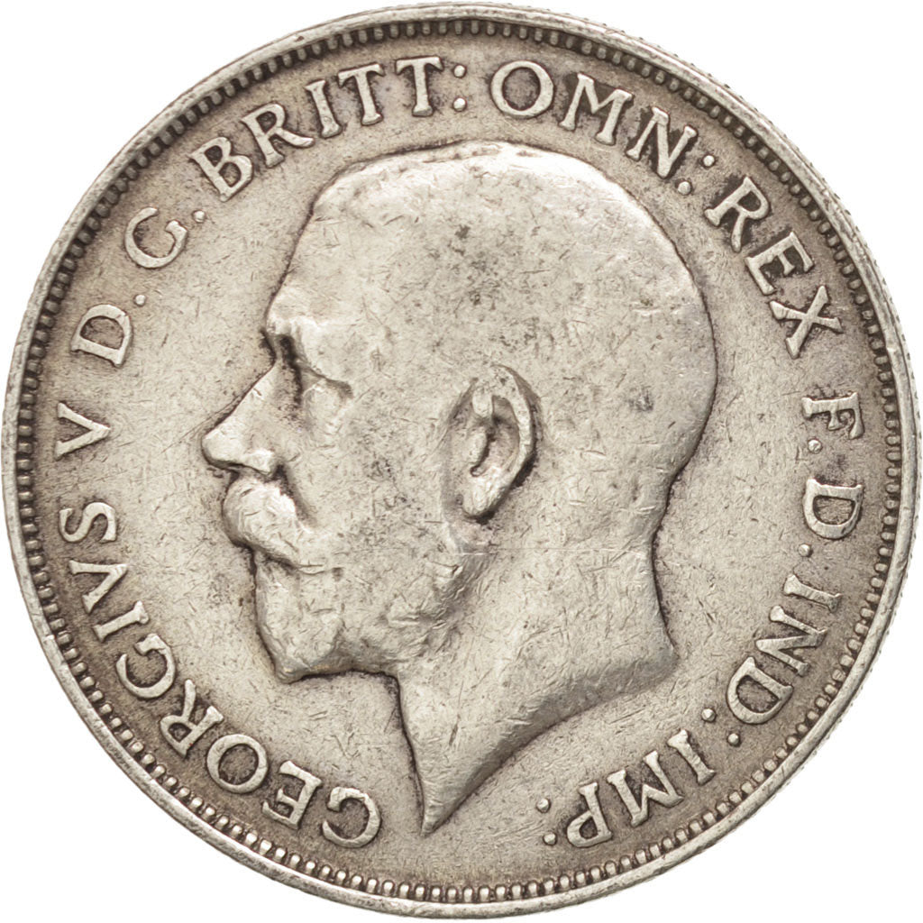 GREAT BRITAIN, Florin, Two Shillings, 1919, KM #817, EF(40-45), Silver, 28.3,...