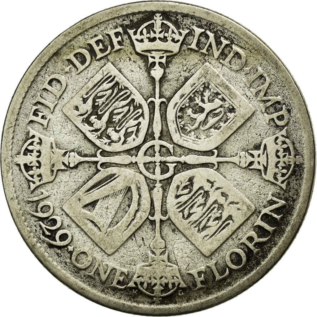 Moneta, Gran Bretagna, George V, Florin, Two Shillings, 1929, MB, Argento