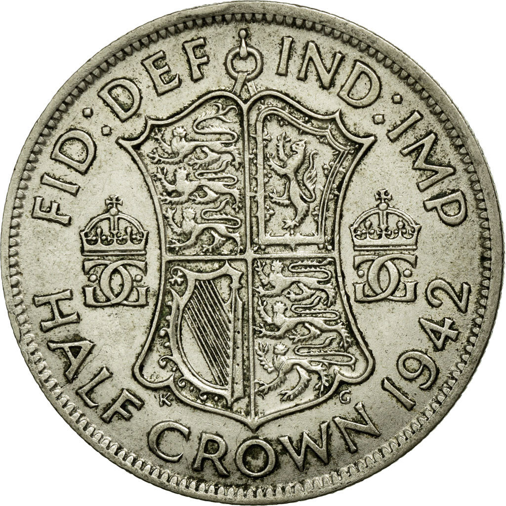 Coin, Great Britain, George VI, 1/2 Crown, 1942, AU(50-53), Silver, KM:856